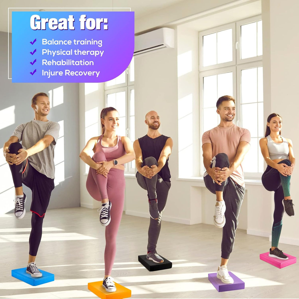 2/4/6 Pcs Balance Pad Foam Pad 11.81 x 7.87 x 1.97 Inch Yoga Mat Non Slip Cushion Exercise Knee Mat for Fitness Stability Stretching, Pilates, Physical Therapy, Core Trainer
