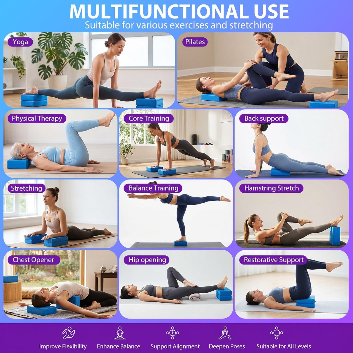 2/4/6 Pcs Balance Pad Foam Pad 11.81 x 7.87 x 1.97 Inch Yoga Mat Non Slip Cushion Exercise Knee Mat for Fitness Stability Stretching, Pilates, Physical Therapy, Core Trainer
