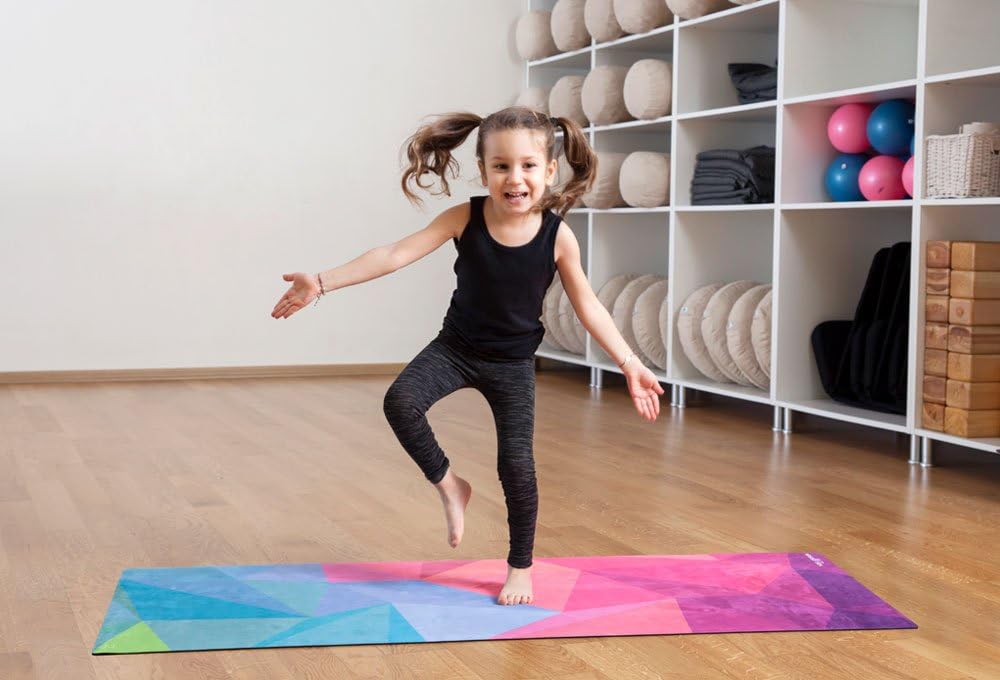 The Kids Yoga Mat | Eco-Friendly + Supportive + Colorful Childrens Play | Yoga, Exercise | Carrying Strap!