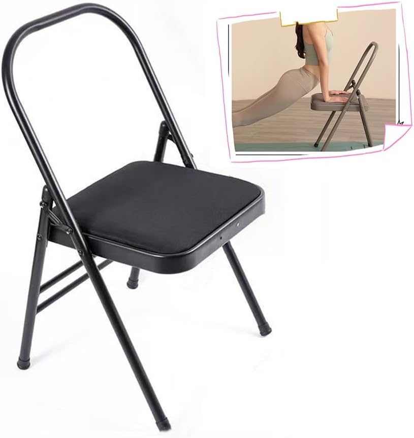 Yoga Auxiliary Chair Thickened Folding Chair，Iyengar Yoga Chair，Black/Gray Portable Backless Yoga Chair, Adult Foldable Yoga Chair, Easy Storage(Gray)