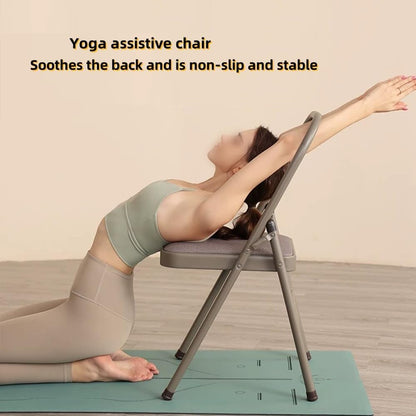 Yoga Auxiliary Chair Thickened Folding Chair，Iyengar Yoga Chair，Black/Gray Portable Backless Yoga Chair, Adult Foldable Yoga Chair, Easy Storage(Gray)