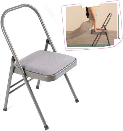 Yoga Auxiliary Chair Thickened Folding Chair，Iyengar Yoga Chair，Black/Gray Portable Backless Yoga Chair, Adult Foldable Yoga Chair, Easy Storage(Gray)