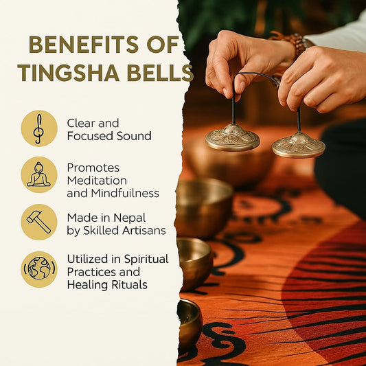 Tibetan Tingsha Cymbal Bells with case | Handcrafted in Nepal Sound Healing Meditation bells 6.5 cm for Sound Healing and Mindfulness. Sound Healing Instrument for Yoga and Meditation (Blue)