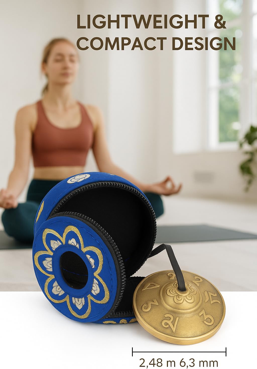 Tibetan Tingsha Cymbal Bells with case | Handcrafted in Nepal Sound Healing Meditation bells 6.5 cm for Sound Healing and Mindfulness. Sound Healing Instrument for Yoga and Meditation (Blue)
