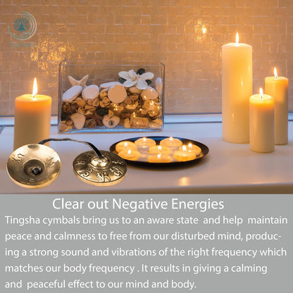 Tibetan Tingsha Cymbal Bells with case | Handcrafted in Nepal Sound Healing Meditation bells 6.5 cm for Sound Healing and Mindfulness. Sound Healing Instrument for Yoga and Meditation (Blue)