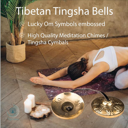 Tibetan Tingsha Cymbal Bells with case | Handcrafted in Nepal Sound Healing Meditation bells 6.5 cm for Sound Healing and Mindfulness. Sound Healing Instrument for Yoga and Meditation (Blue)