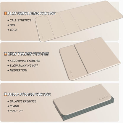 Foldable Yoga Mat 10MM Thick SGS Certified TPE 75x26" Portable