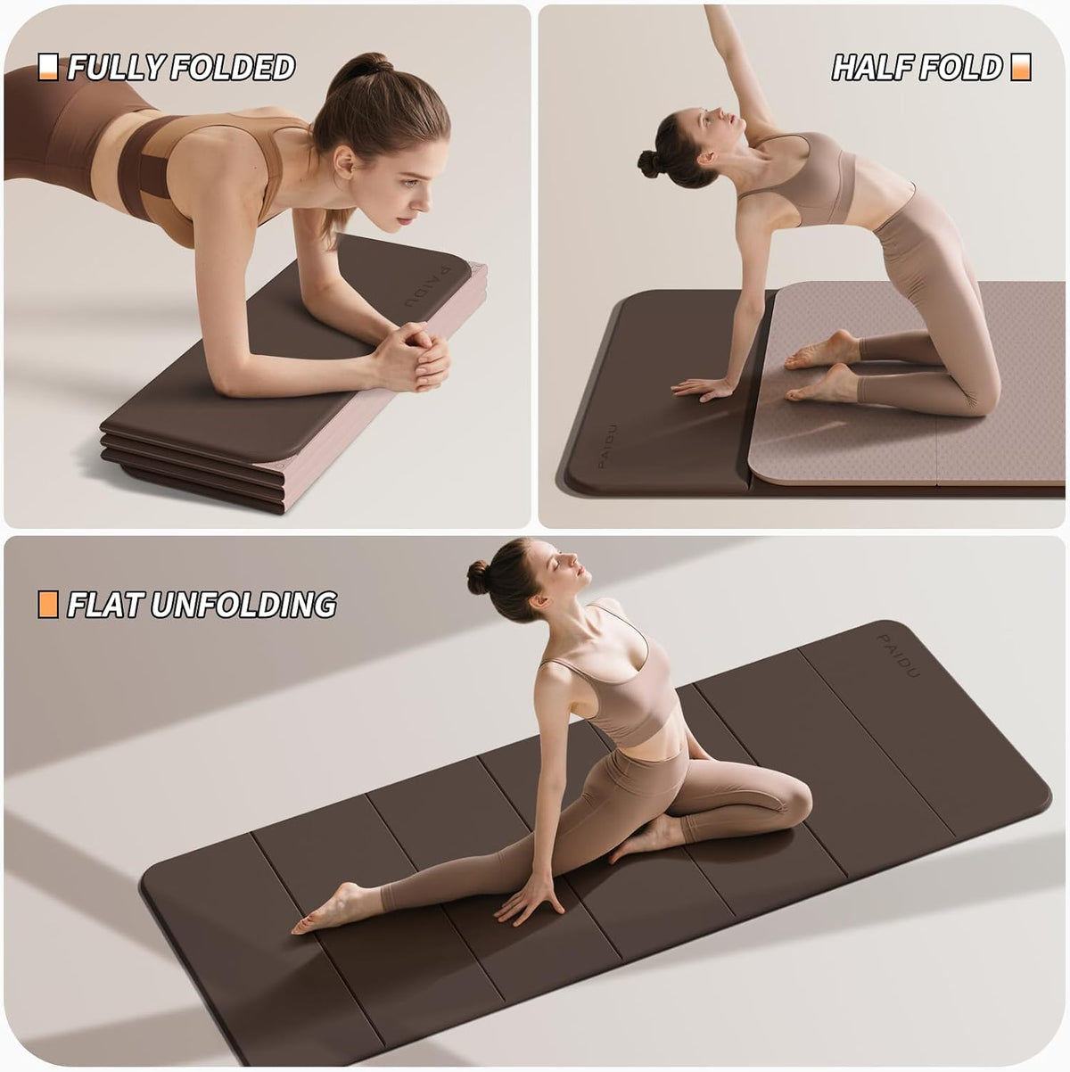 Foldable Yoga Mat 10MM Thick SGS Certified TPE 75x26" Portable