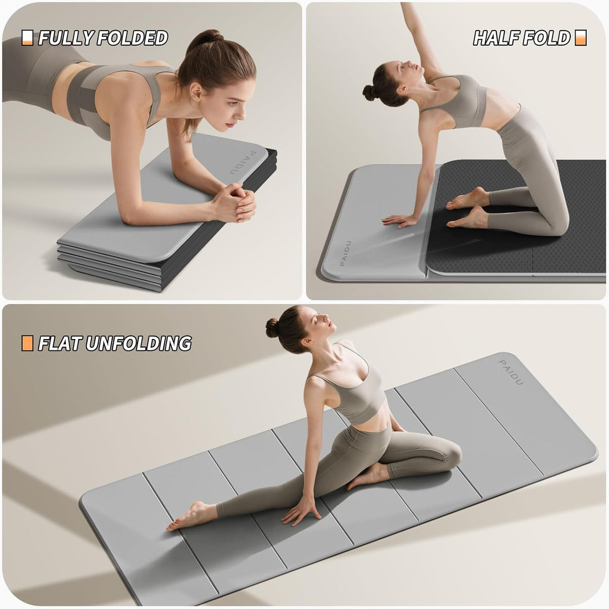 Foldable Yoga Mat 10MM Thick SGS Certified TPE 75x26" Portable