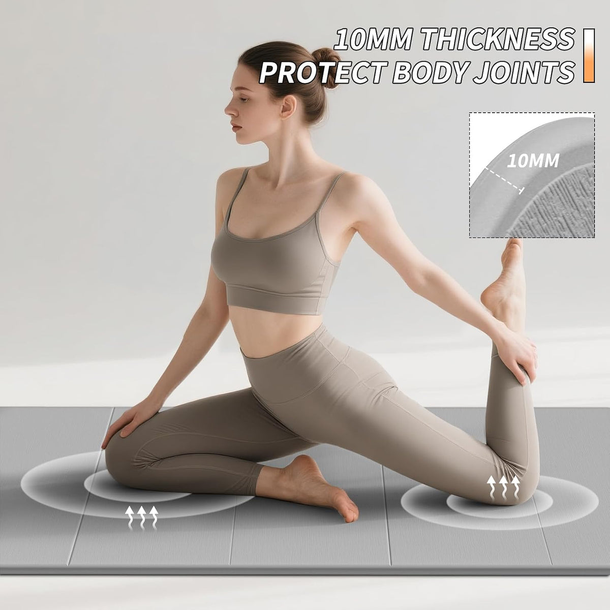 Foldable Yoga Mat 10MM Thick SGS Certified TPE 75x26" Portable