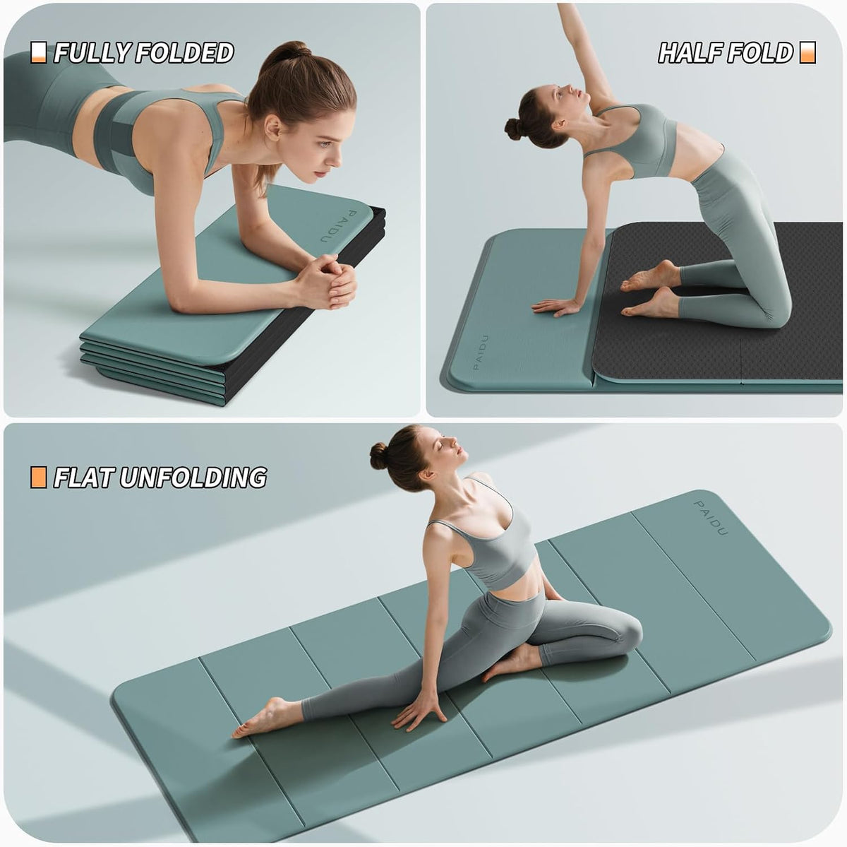 Foldable Yoga Mat 10MM Thick SGS Certified TPE 75x26" Portable