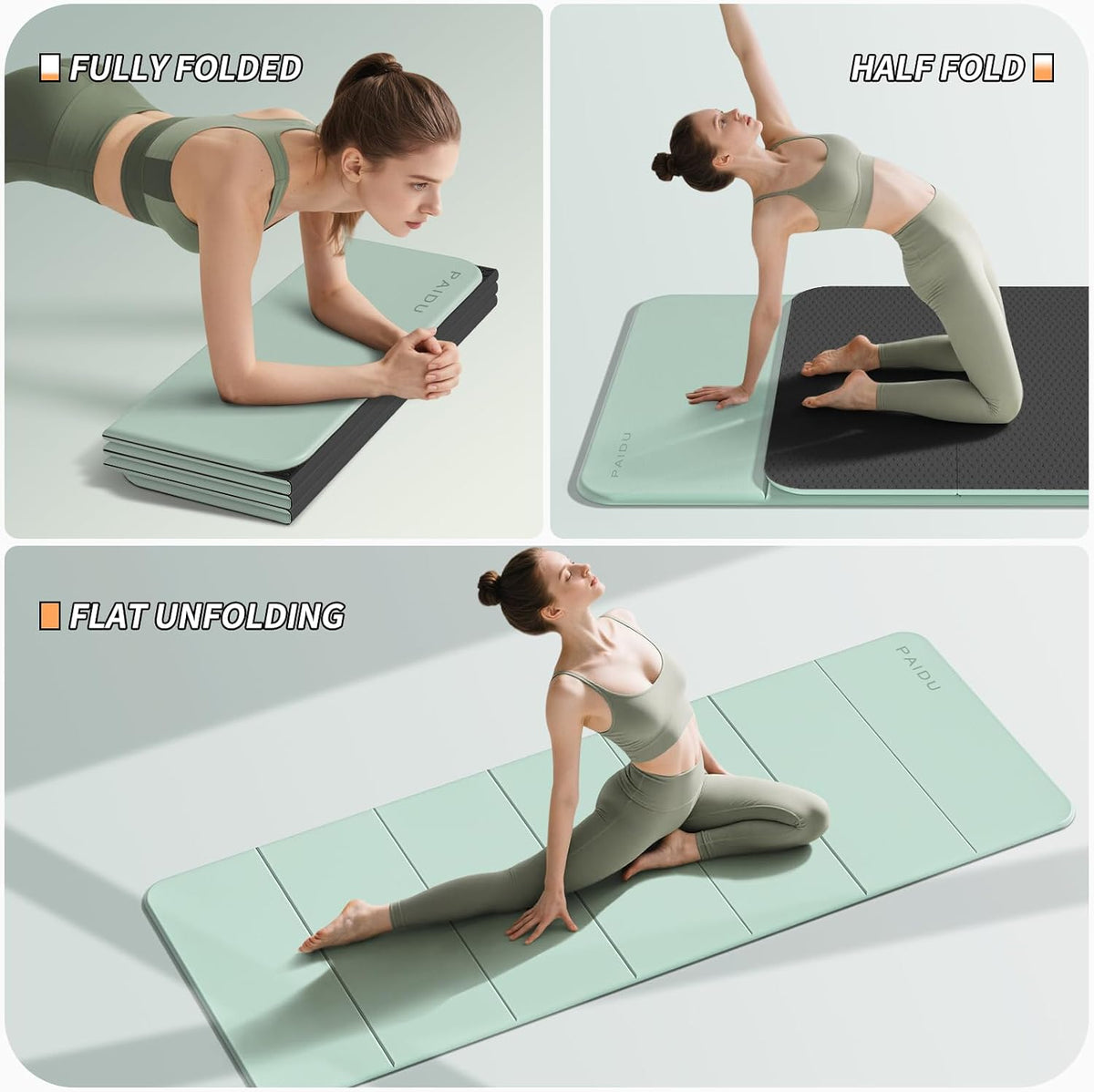 Foldable Yoga Mat 10MM Thick SGS Certified TPE 75x26" Portable