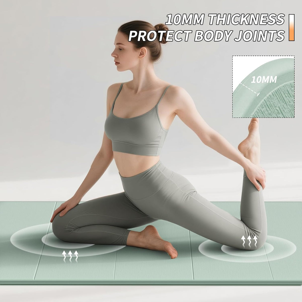 Foldable Yoga Mat 10MM Thick SGS Certified TPE 75x26" Portable