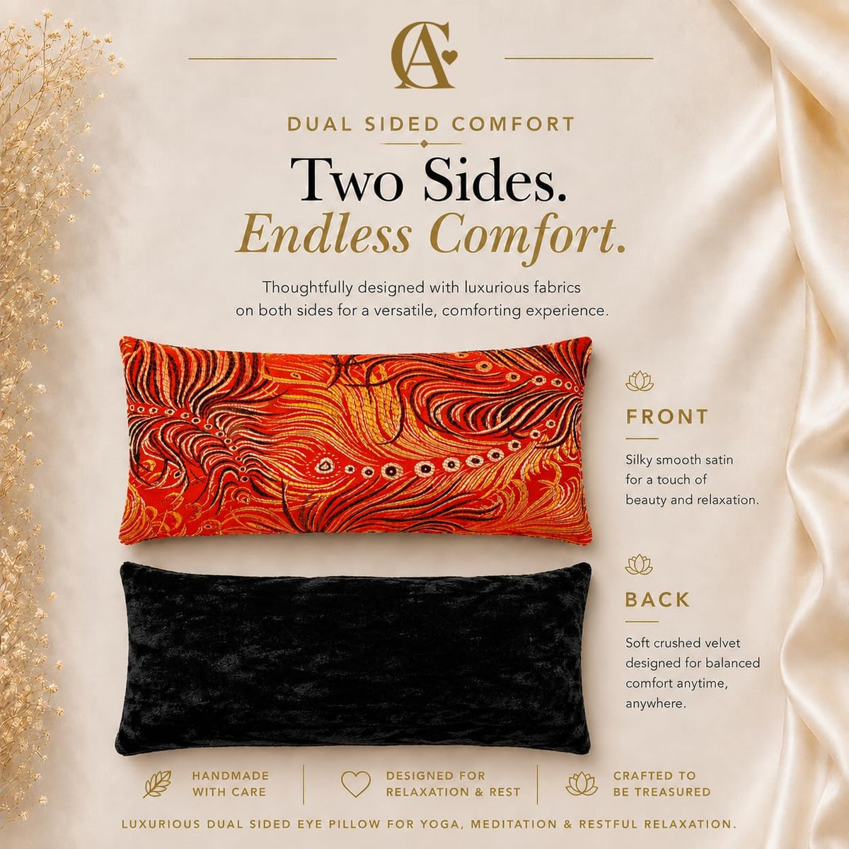 Handmade Luxe Serenity Eye Pillow - All-Natural Flaxseed - Unscented or Lavender Scented – Weighted Eye Mask for Yoga, Meditation, Hot & Cold Therapy