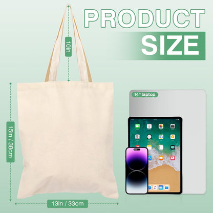 50 Pack Canvas Tote Bags for DIY Projects (13x15 Inches)
