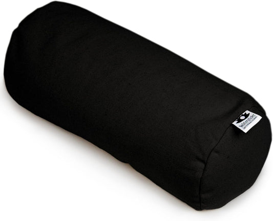 Buckwheat Neck Bolster, Husk Cervical Sleep Roll, Great for use as Body Pillow or in Your Yoga Practice (Black)