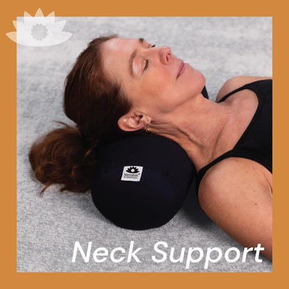Buckwheat Neck Bolster, Husk Cervical Sleep Roll, Great for use as Body Pillow or in Your Yoga Practice (Black)