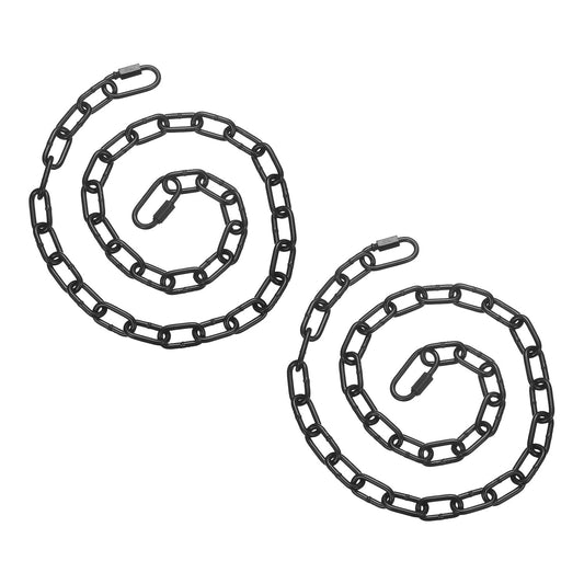 2 Pcs Gate Chain Lock, 34 in x 4mm Dia Alloy Steel Hanging Chain Lock with 2 Clasps for Stall Barn Fence Gate Hammock Swing Punching Sandbag Yoga Gym, Black