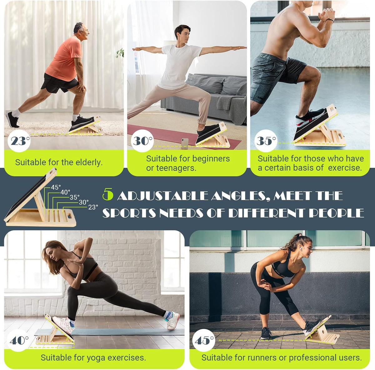 Slant Board Calf Stretching, 460 LBS Capacity Portable Wooden Incline Board