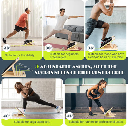 Slant Board Calf Stretching, 460 LBS Capacity Portable Wooden Incline Board