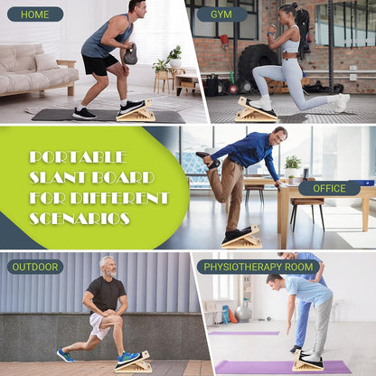 Slant Board Calf Stretching, 460 LBS Capacity Portable Wooden Incline Board