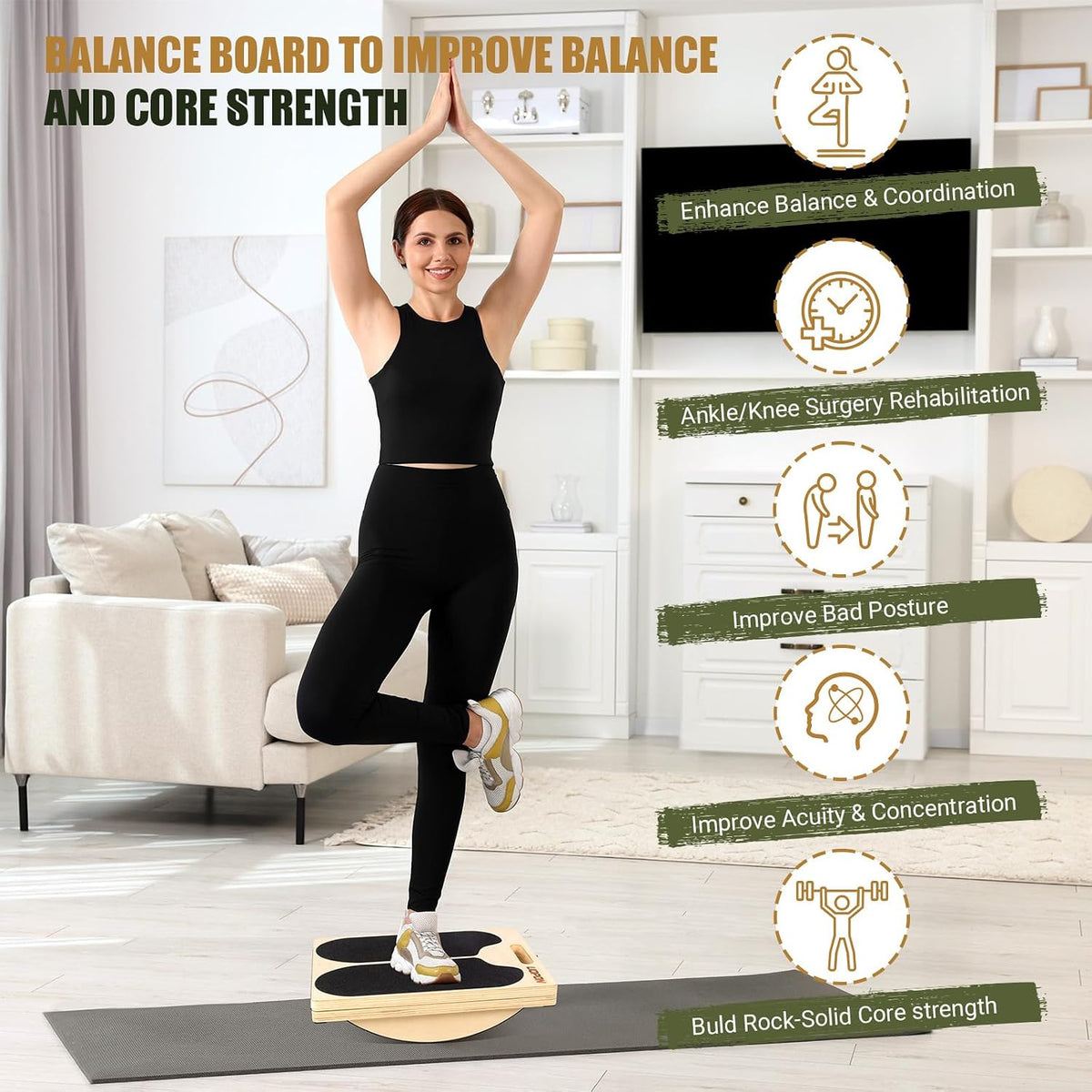 Slant Board Calf Stretching, 460 LBS Capacity Portable Wooden Incline Board