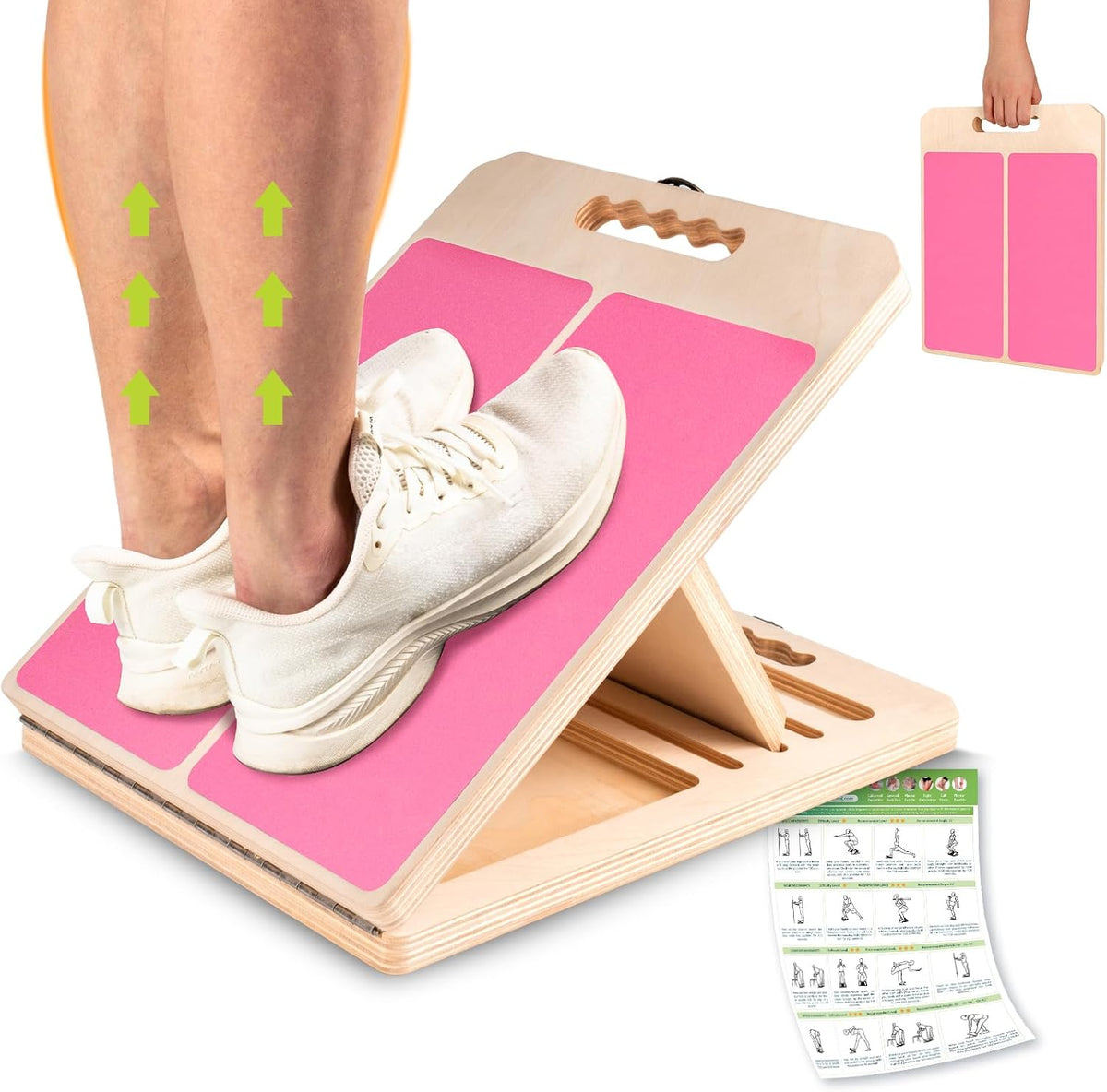 Slant Board Calf Stretching, 460 LBS Capacity Portable Wooden Incline Board