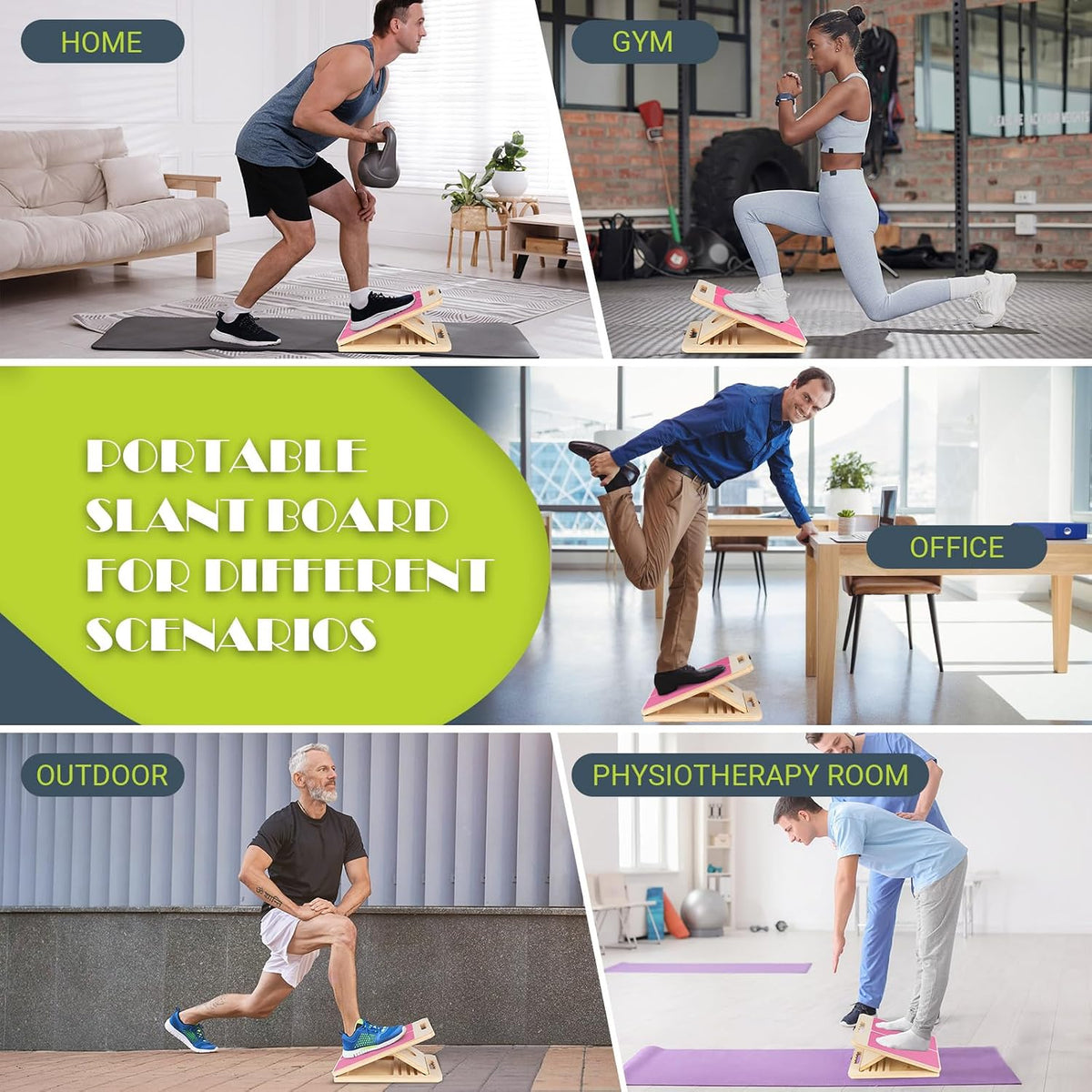 Slant Board Calf Stretching, 460 LBS Capacity Portable Wooden Incline Board