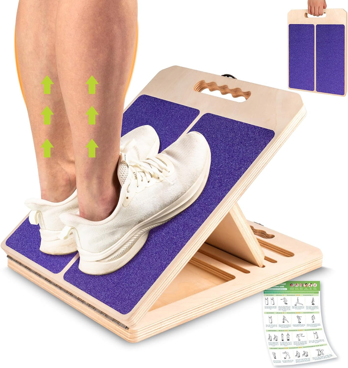 Slant Board Calf Stretching, 460 LBS Capacity Portable Wooden Incline Board