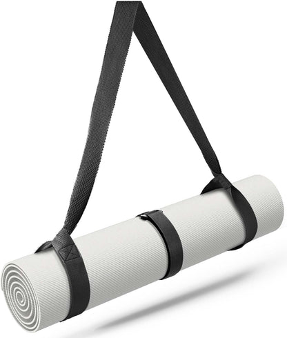 Yoga Mat Carrier Strap Long - Adjustable Thick and Wide Strap for Carrying Mat or Stretching, Black