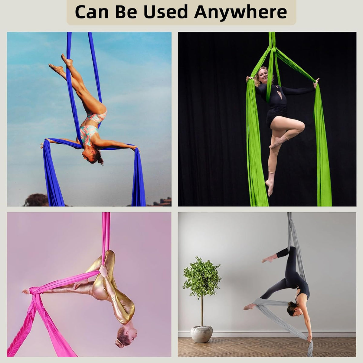 Aerial Silks Fabric, 9 Yards(8.2mL x 1.5mW) 40D Nylon Medium Stretch Yoga Swing for Acrobatic Flying, Durable Aerial Trapeze for Home, Boost Strength Balance (Fabric Only)