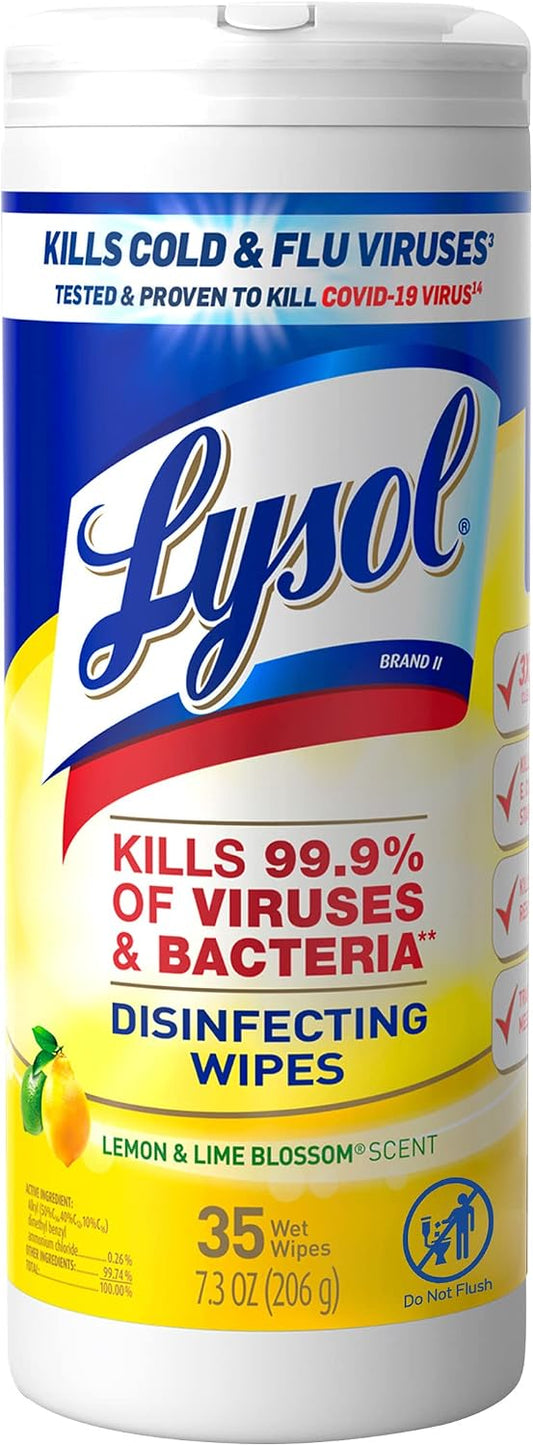 Disinfectant Wipes, For Disinfecting, Deodorizing, and Cleaning, Lemon & Lime Blossom, 35ct