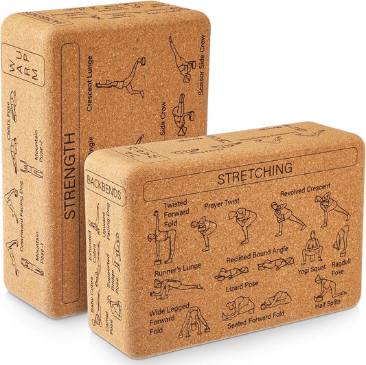 2 Pack Cork Yoga Blocks for Support and Balance, Beige