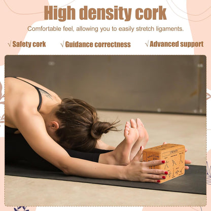 2 Pack Cork Yoga Blocks for Support and Balance, Beige