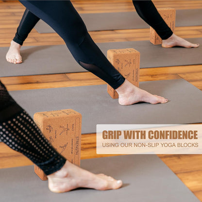 2 Pack Cork Yoga Blocks for Support and Balance, Beige