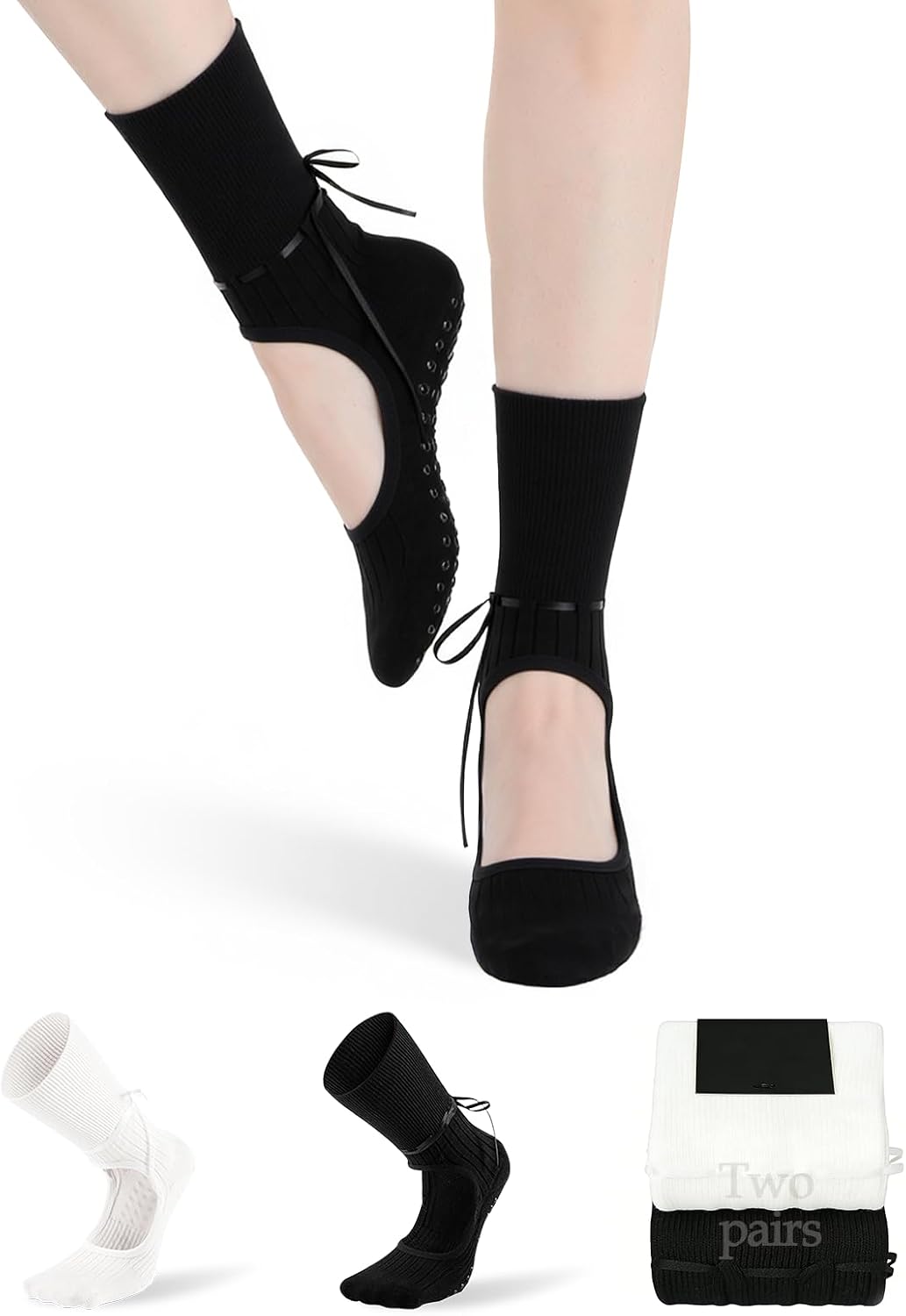 Non Slip Pilates Grip Socks for Women Yoga Barre Knitted Cotton