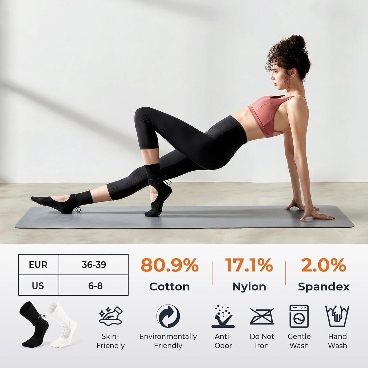 Non Slip Pilates Grip Socks for Women Yoga Barre Knitted Cotton