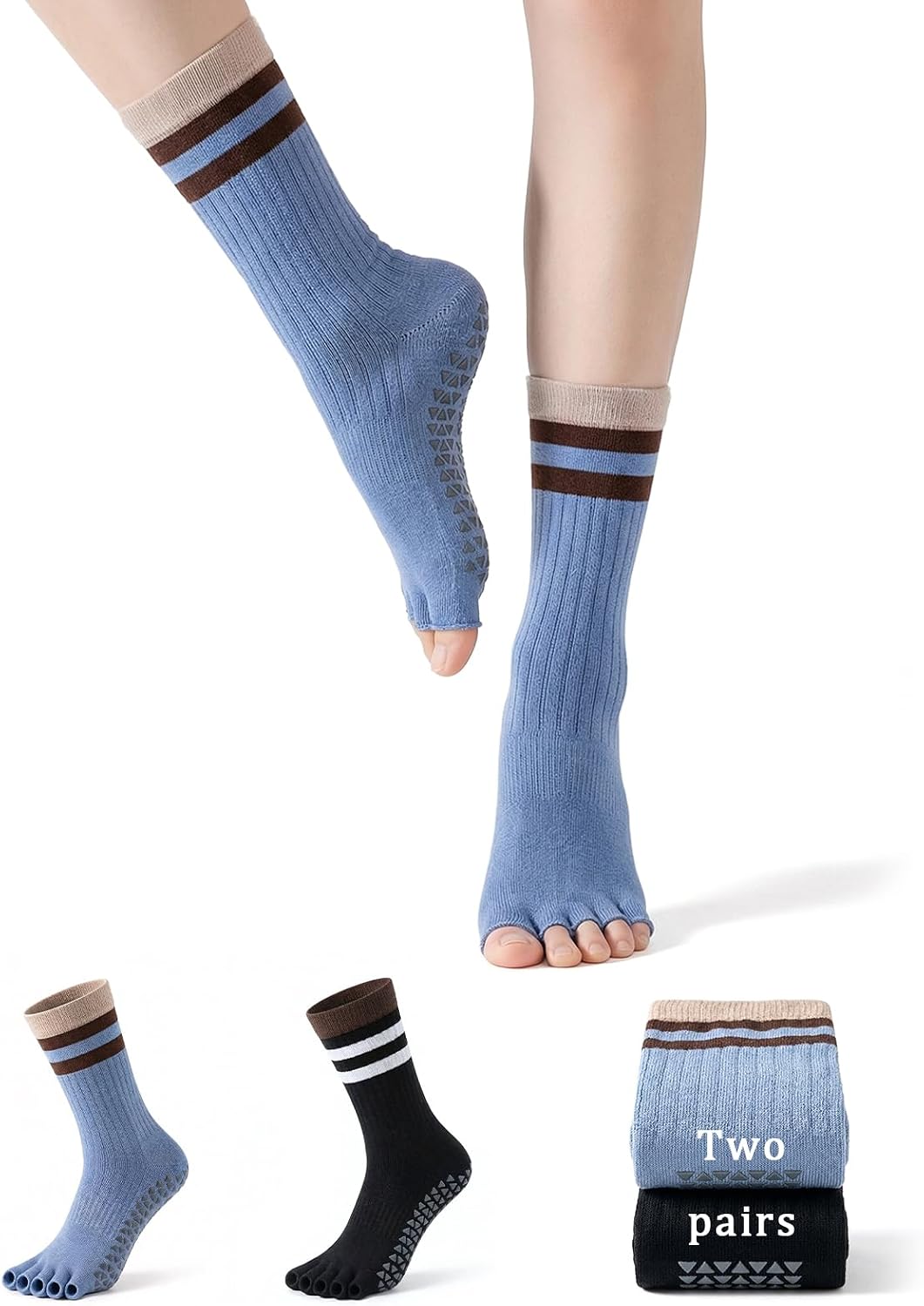 Non Slip Pilates Grip Socks for Women Yoga Barre Knitted Cotton