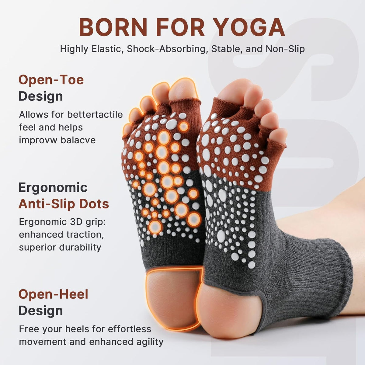 Non Slip Pilates Grip Socks for Women Yoga Barre Knitted Cotton