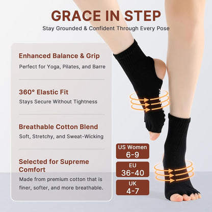 Non Slip Pilates Grip Socks for Women Yoga Barre Knitted Cotton