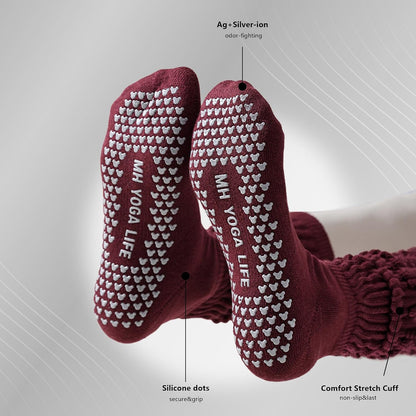 Non Slip Pilates Grip Socks for Women Yoga Barre Knitted Cotton
