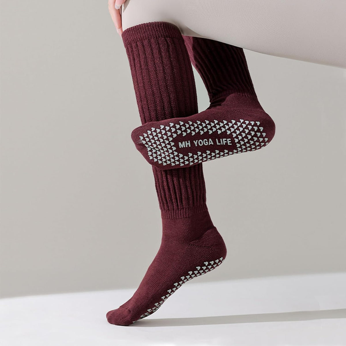 Non Slip Pilates Grip Socks for Women Yoga Barre Knitted Cotton