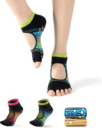 Non Slip Pilates Grip Socks for Women Yoga Barre Knitted Cotton