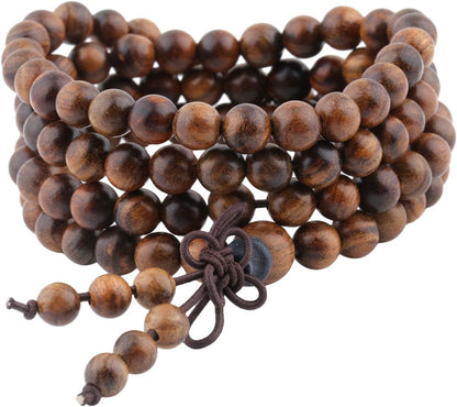 6mm Wooden 108 Tibetan Buddhist Prayer Beads Mala Bracelet