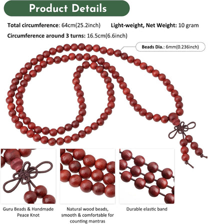 6mm Wooden 108 Tibetan Buddhist Prayer Beads Mala Bracelet