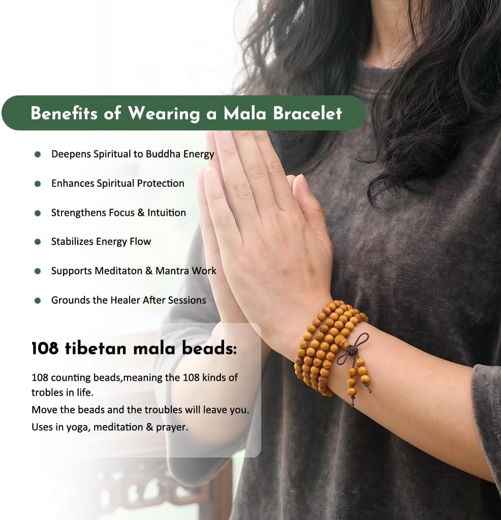 6mm Wooden 108 Tibetan Buddhist Prayer Beads Mala Bracelet