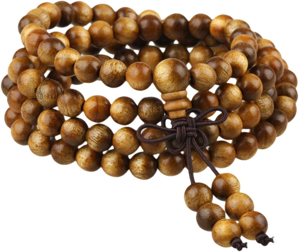 6mm Wooden 108 Tibetan Buddhist Prayer Beads Mala Bracelet