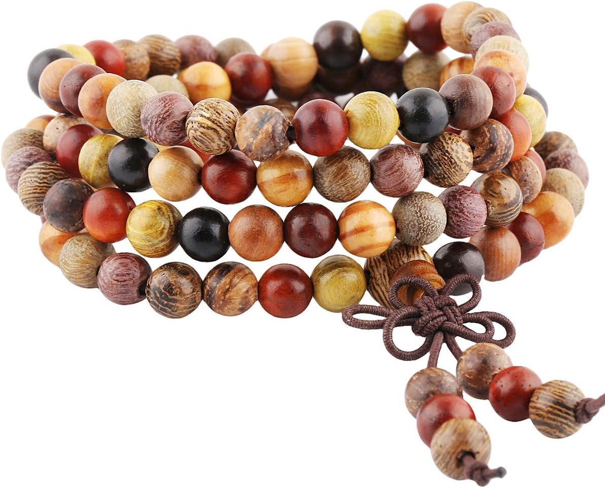 6mm Wooden 108 Tibetan Buddhist Prayer Beads Mala Bracelet