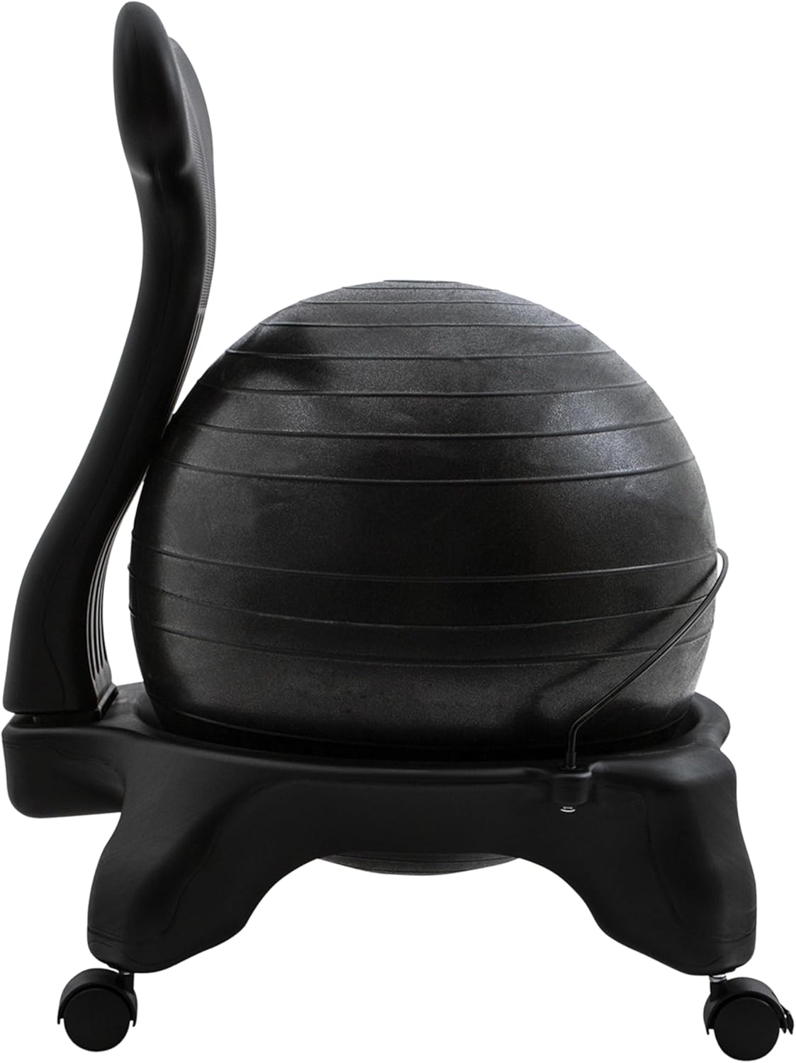 Exercise Ball Chair: FitPro Balance Ball Chair with Wheels and Back Support for Home or Office Use - Includes Hand Pump - Black