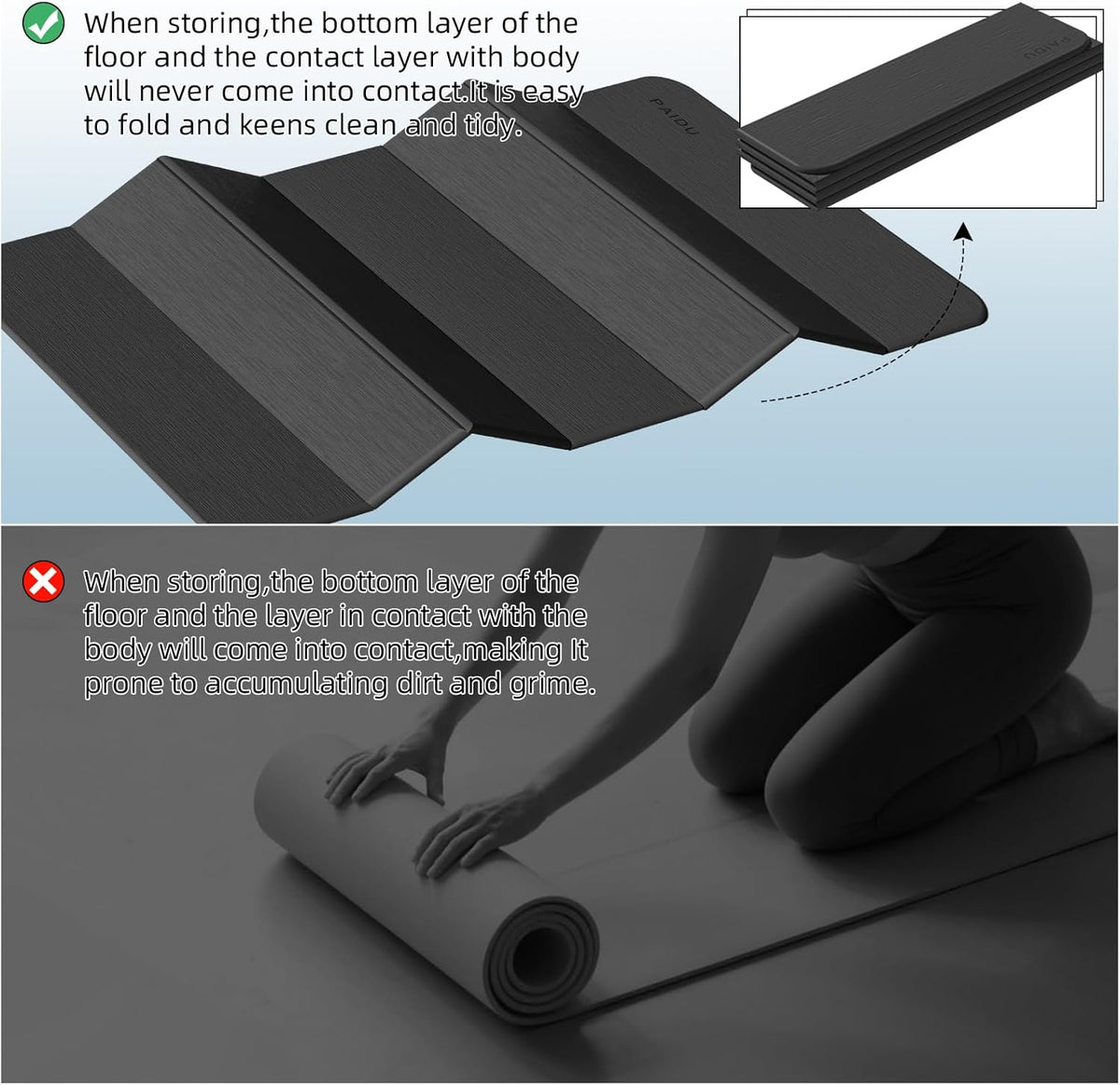 Foldable Yoga Mat 10MM Thick 75‘’x40‘“ Quick Fold Easy Storage